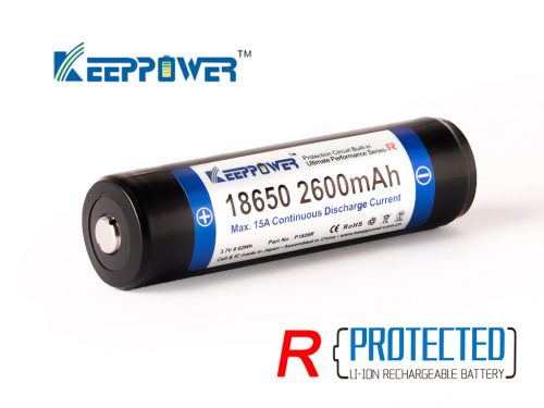 Keeppower 18650 batterie Li-ion protégée rechargeable avec une capacité de 2600 mAh