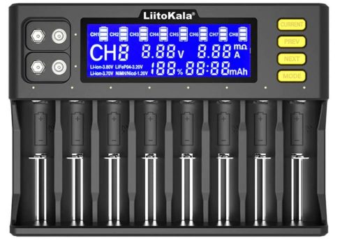 Chargeur LiitoKala Lii-8S 8 Slots Affichage d'écran LCD Chargeur de batterie le plus intelligent de l'UE