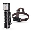 Lampe frontale à double LED Wurkkos HD15R, lampe torche angulaire avec mode Faisceau rouge, Tube court remplaçable inclus, Lampe frontale rechargeable 18650 avec recharge